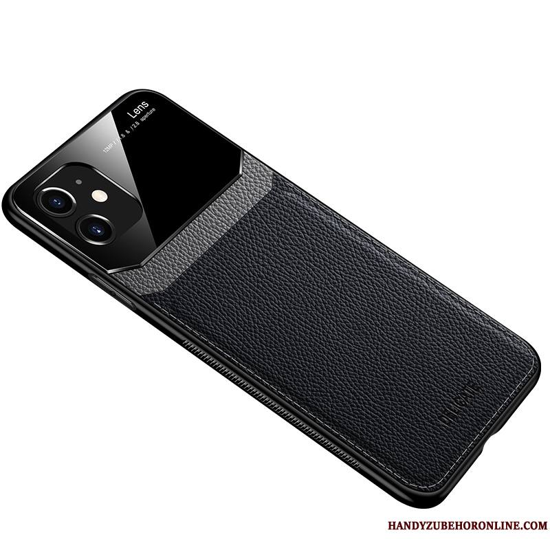 iPhone 11 Tout Compris Étui En Cuir Fluide Doux Noir Coque Tendance Incassable