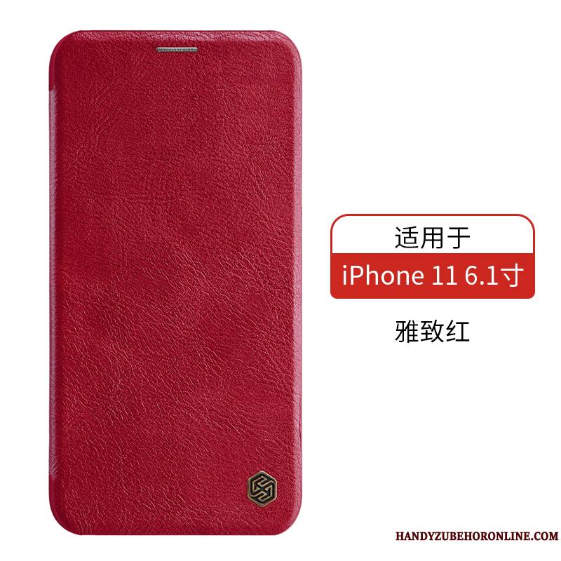 iPhone 11 Étui En Cuir Or Rouge Protection Coque Housse De Téléphone