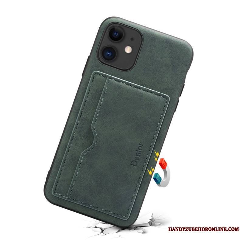 iPhone 12 Coque De Téléphone Étui Légère Vert Incassable Protection Carte