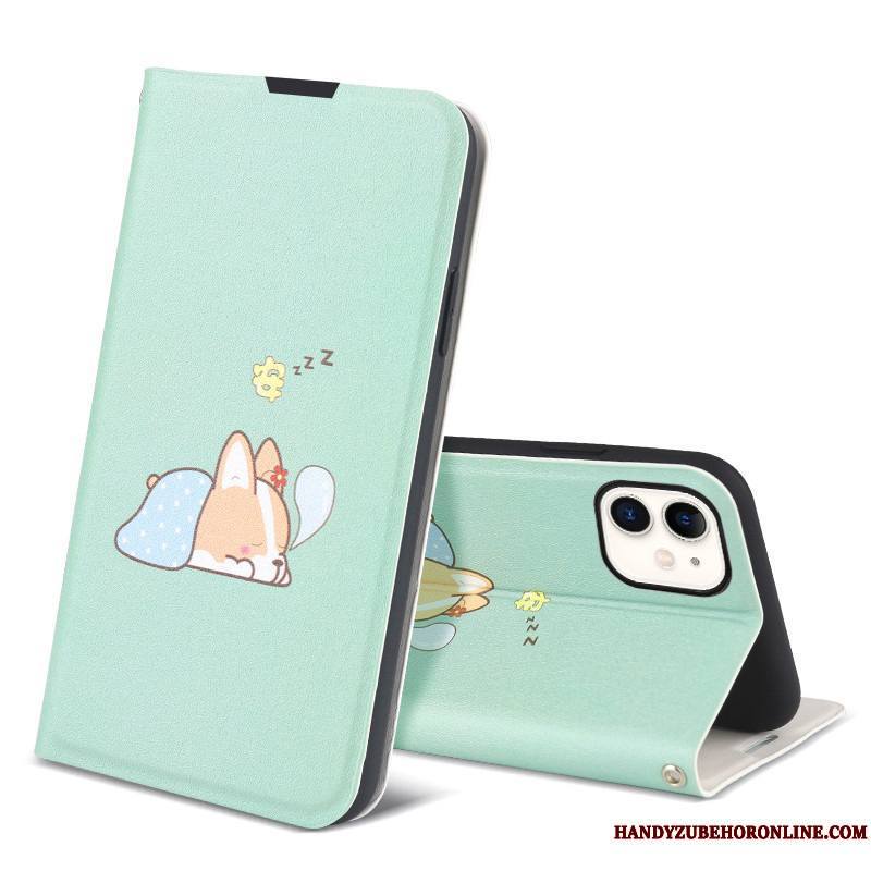 iPhone 12 Mini Coque Protection Étui En Cuir Net Rouge Dessin Animé Vert Tout Compris Tendance