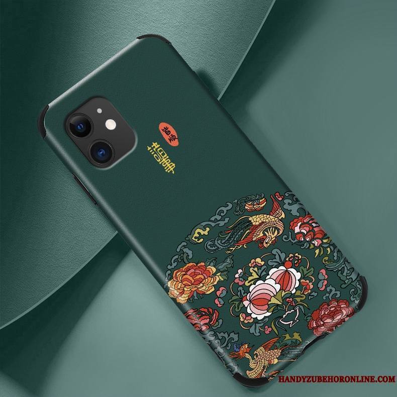 iPhone 12 Mini Modèle Fleurie Gaufrage Soie Mulberry Incassable Étui Coque De Téléphone