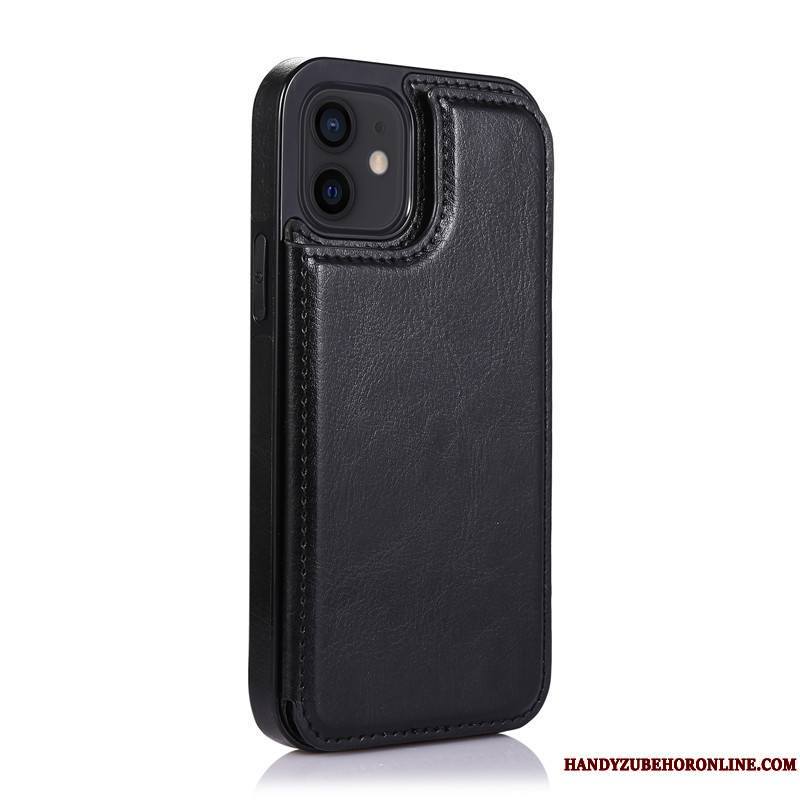 iPhone 12 Mini Noir Étui En Cuir Coque De Téléphone Tendance Carte