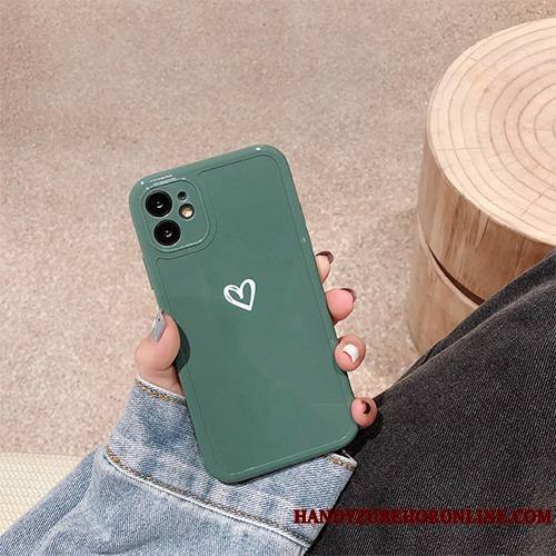 iPhone 12 Mini Silicone Étui Coque De Téléphone Simple Vert Fluide Doux Amour