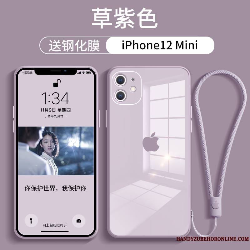 iPhone 12 Mini Étui Protection Marque De Tendance Coque De Téléphone Net Rouge Violet Incassable