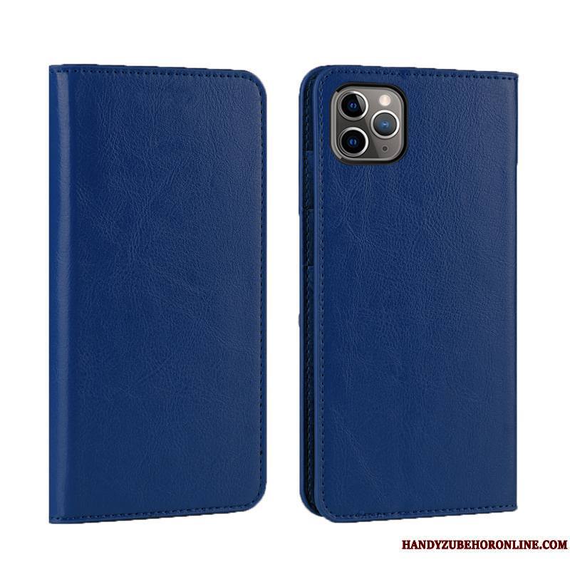 iPhone 12 Pro Coque De Téléphone Tout Compris Luxe Bleu Cuir Véritable Incassable Business