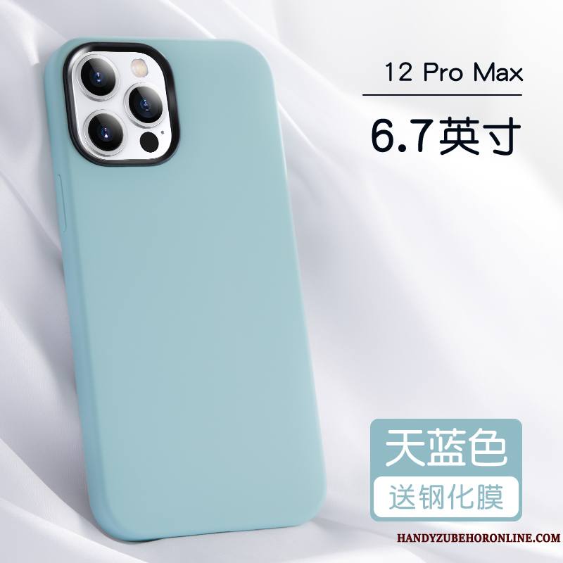 iPhone 12 Pro Max Coque De Téléphone Silicone Bleu Marque De Tendance Étui Personnalité Nouveau
