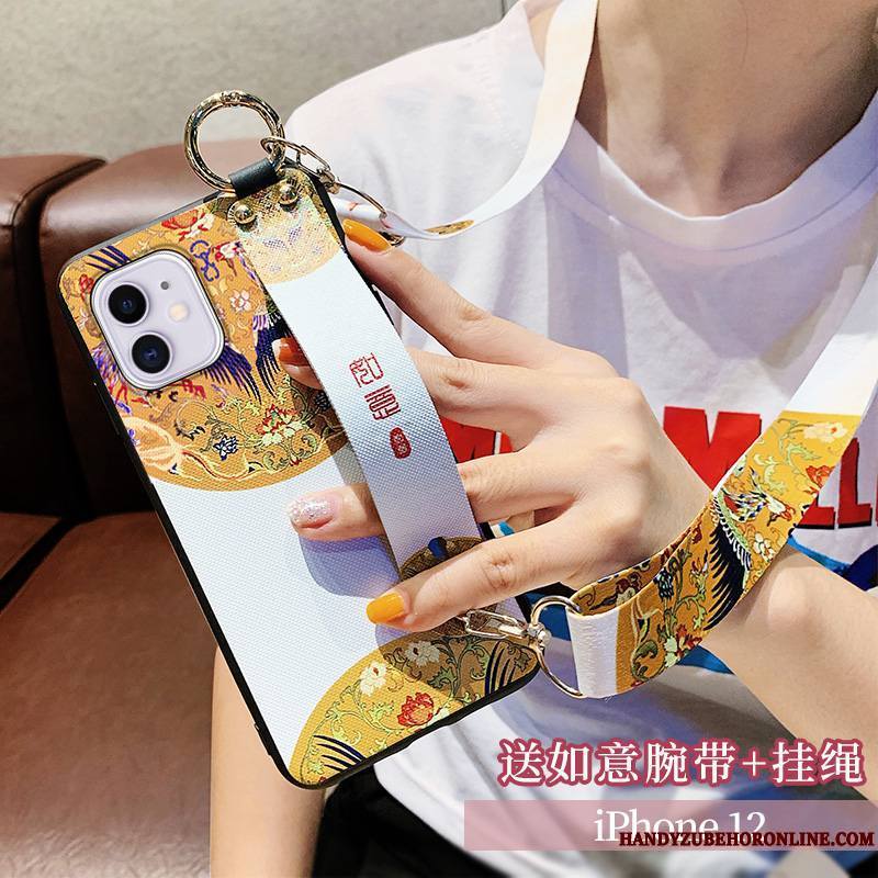 iPhone 12 Style Chinois Étui Ornements Suspendus Cou Suspendu Amoureux Coque De Téléphone Protection