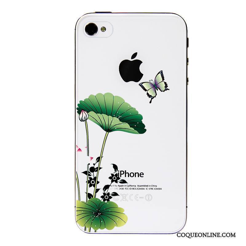 iPhone 4/4s Coque Fluide Doux Vert Étui Tout Compris Dessin Animé Transparent