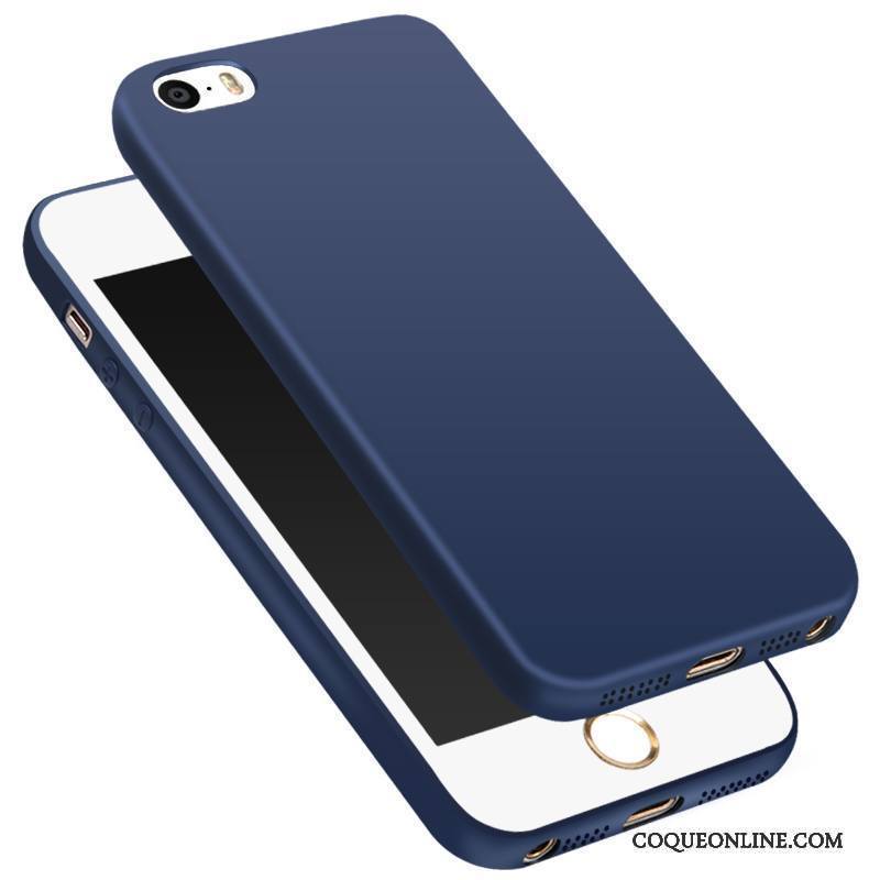 iPhone 5/5s Coque Transparent Fluide Doux Délavé En Daim Étui Bleu Très Mince Protection