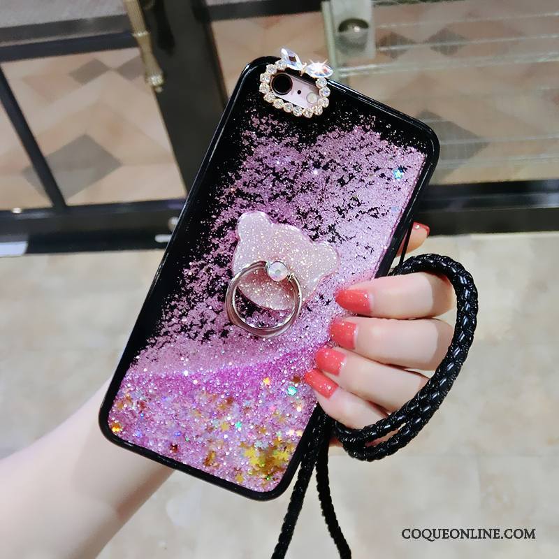 iPhone 5/5s Coque Étui Incassable Rose Quicksand Petit Tendance Anneau