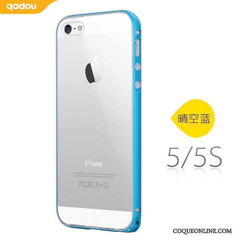 iPhone 5/5s Métal Transparent Téléphone Portable Fluide Doux Coque De Téléphone Étui Bleu
