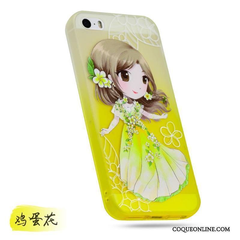 iPhone 5/5s Ornements Suspendus Dessin Animé Coque De Téléphone Fluide Doux Jaune Silicone