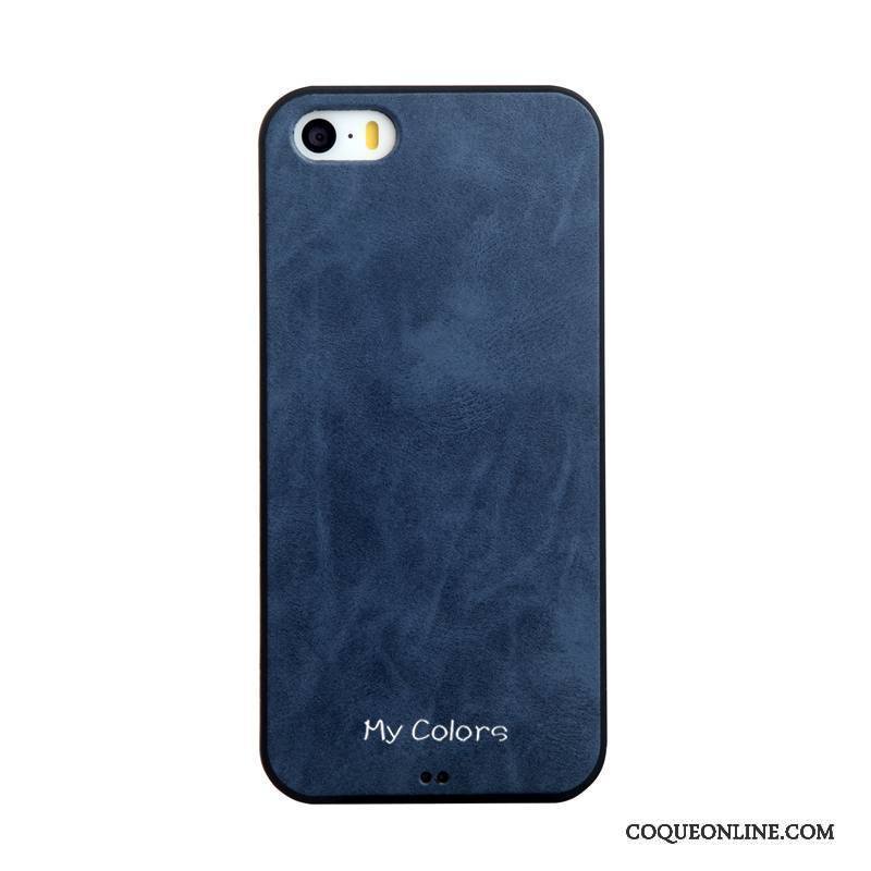 iPhone 5/5s Protection Couleur Unie Cuir Incassable Étui Bleu Coque