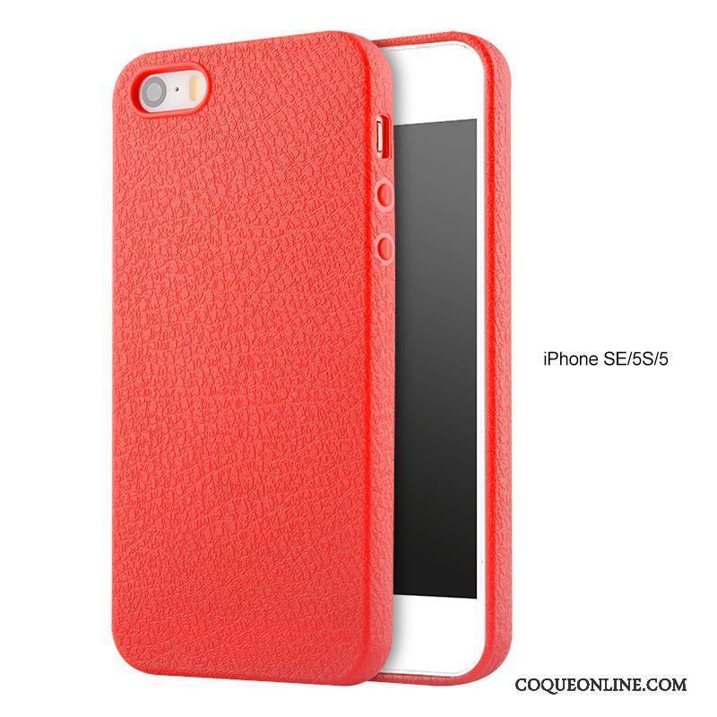 iPhone 5/5s Protection Incassable Transparent Fluide Doux Coque De Téléphone Rouge Étui