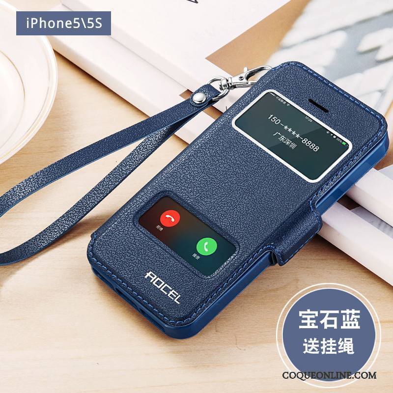 iPhone 5/5s Silicone Bleu Incassable Étui En Cuir Coque De Téléphone Protection Ornements Suspendus