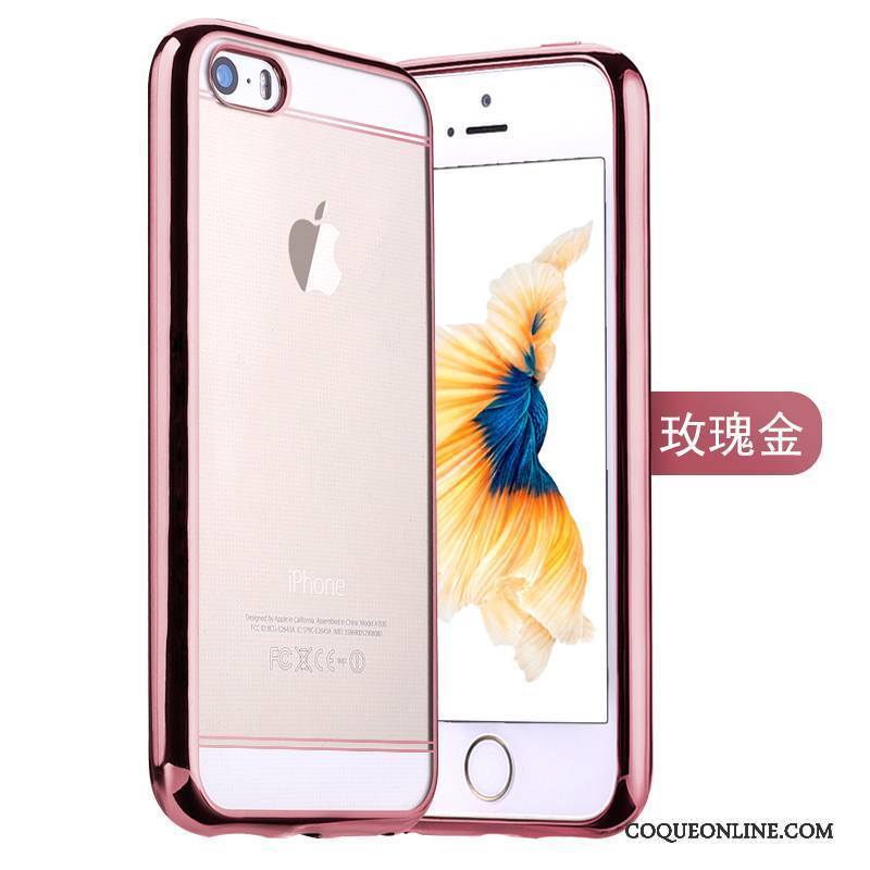 iPhone 5/5s Téléphone Portable Étui Silicone Coque De Téléphone Protection Placage Or Rose