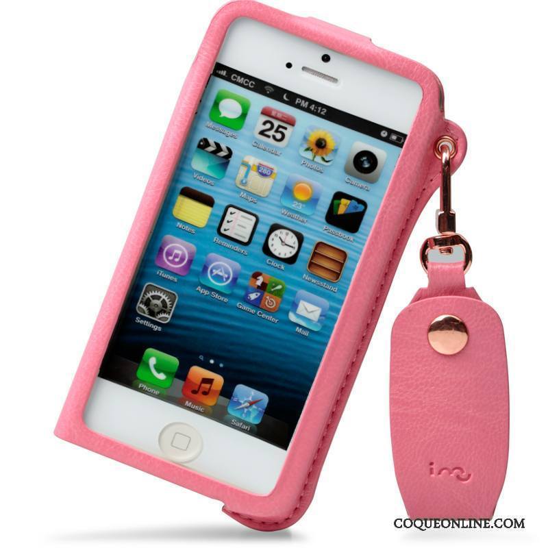 iPhone 5/5s Étui Coque Protection Téléphone Portable Mince Étui En Cuir Rose
