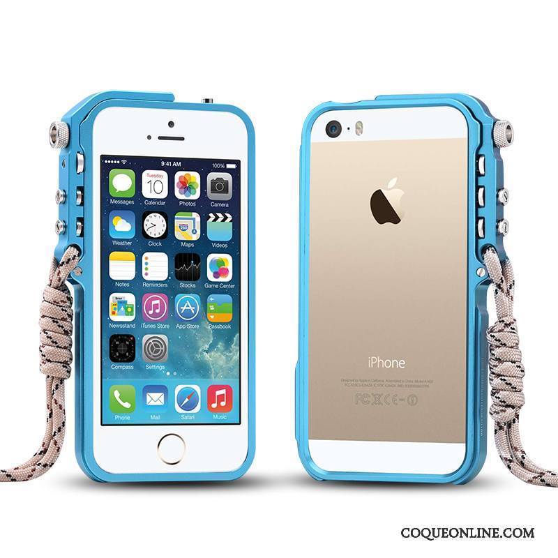 iPhone 5/5s Étui Incassable Métal Bleu Coque Protection De Téléphone