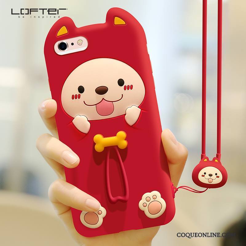 iPhone 6/6s Charmant Ornements Suspendus Silicone Rouge Créatif Coque De Téléphone Dessin Animé