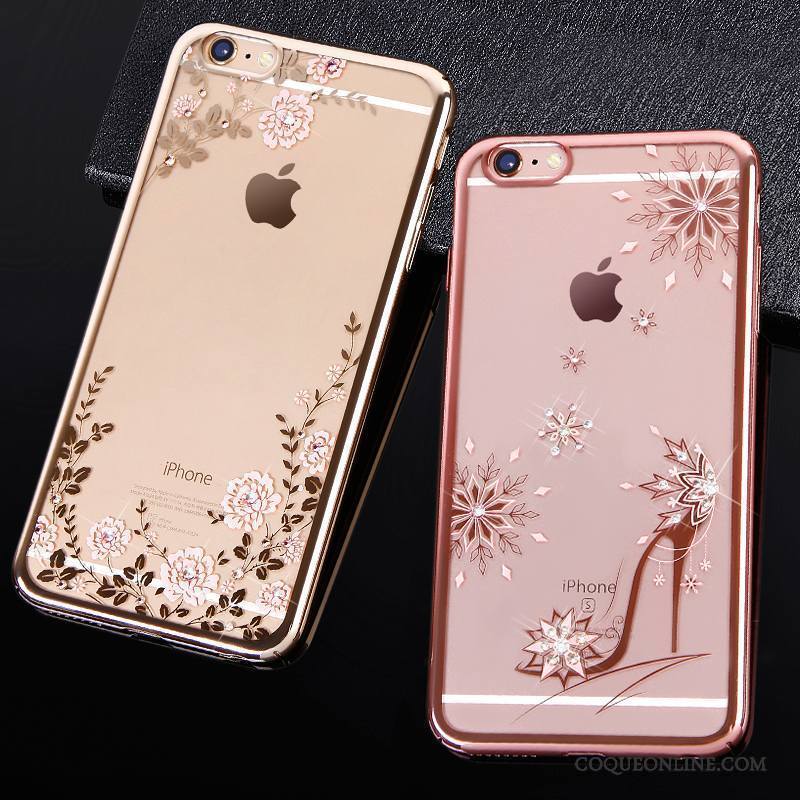 iPhone 6/6s Coque De Téléphone Tout Compris Étui Or Transparent Luxe Élégant