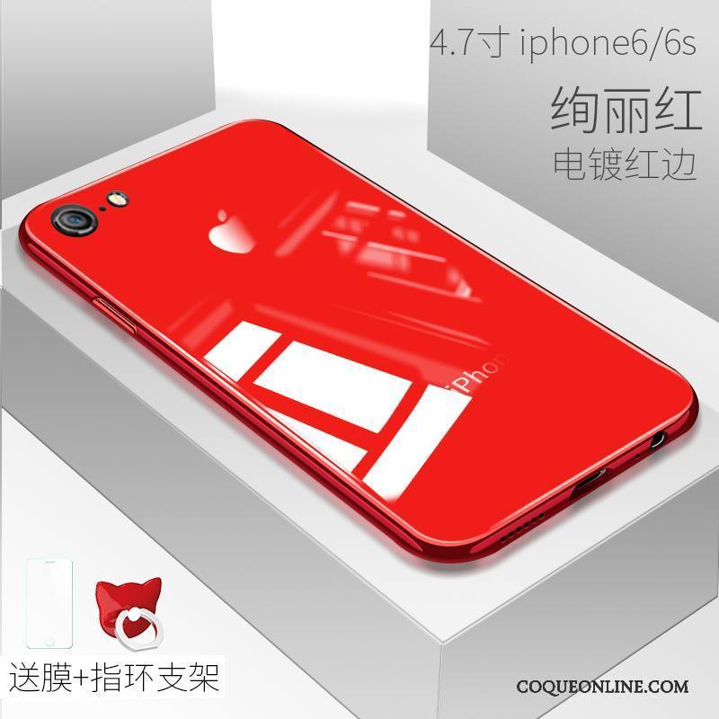 iPhone 6/6s Coque Tendance Verre Rouge Noir Nouveau Étui Silicone