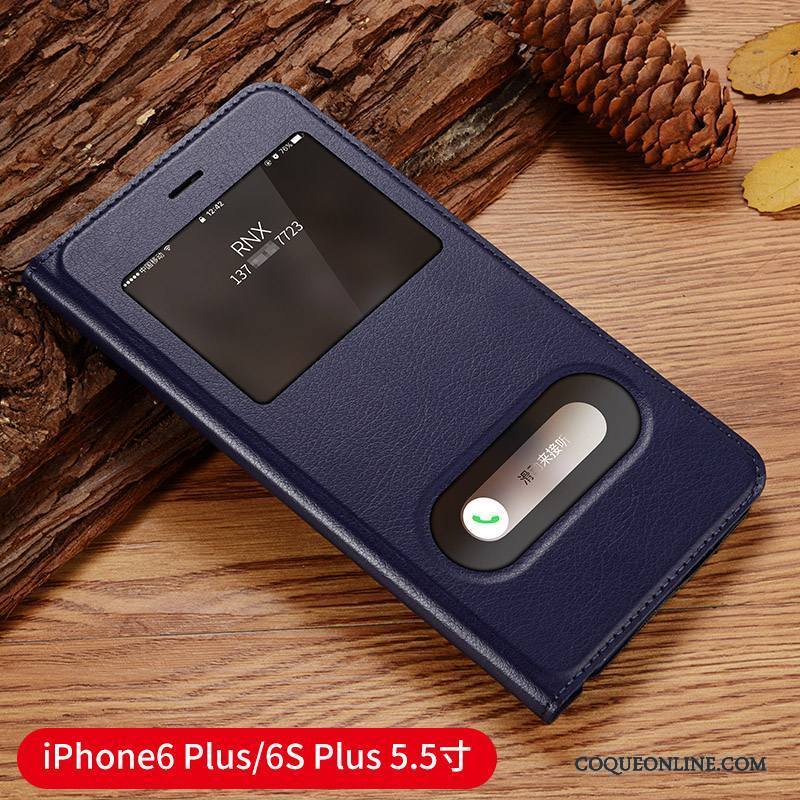 iPhone 6/6s Plus Bleu Protection Clamshell Étui En Cuir Coque De Téléphone Incassable