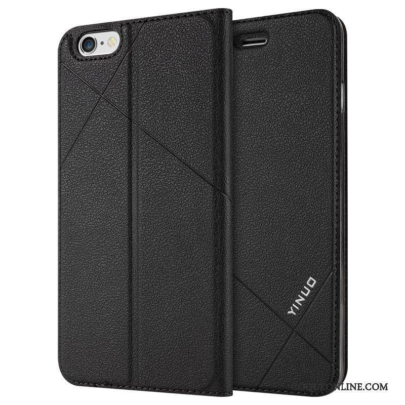 iPhone 6/6s Plus Clamshell Noir Fluide Doux Protection Coque De Téléphone Étui Étui En Cuir