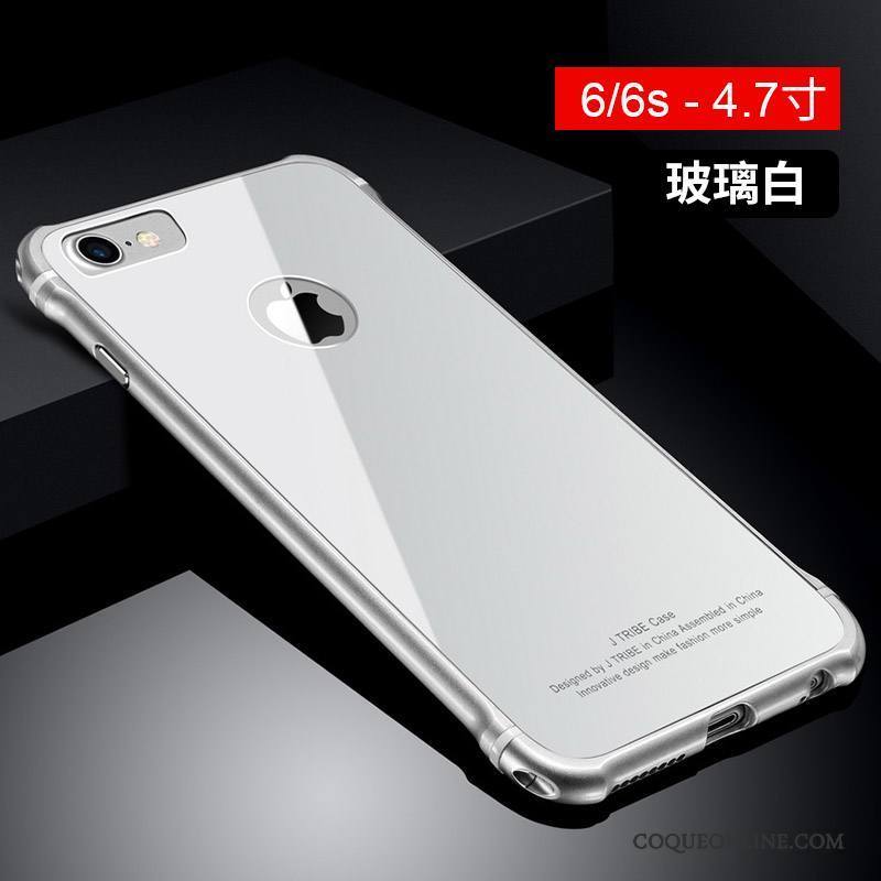 iPhone 6/6s Plus Coque De Téléphone Métal Étui Verre Tendance Incassable Blanc
