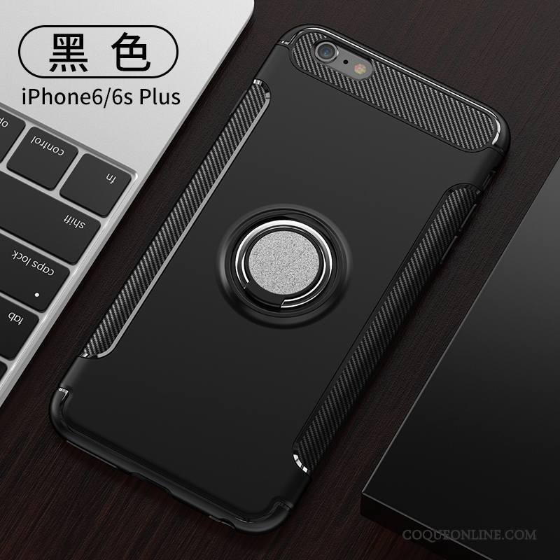 iPhone 6/6s Plus Coque De Téléphone Silicone Support Noir Incassable Tout Compris Créatif