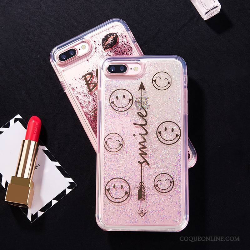 iPhone 6/6s Plus Coque Quicksand Rose Étui Incassable Couler Personnalité Liquide