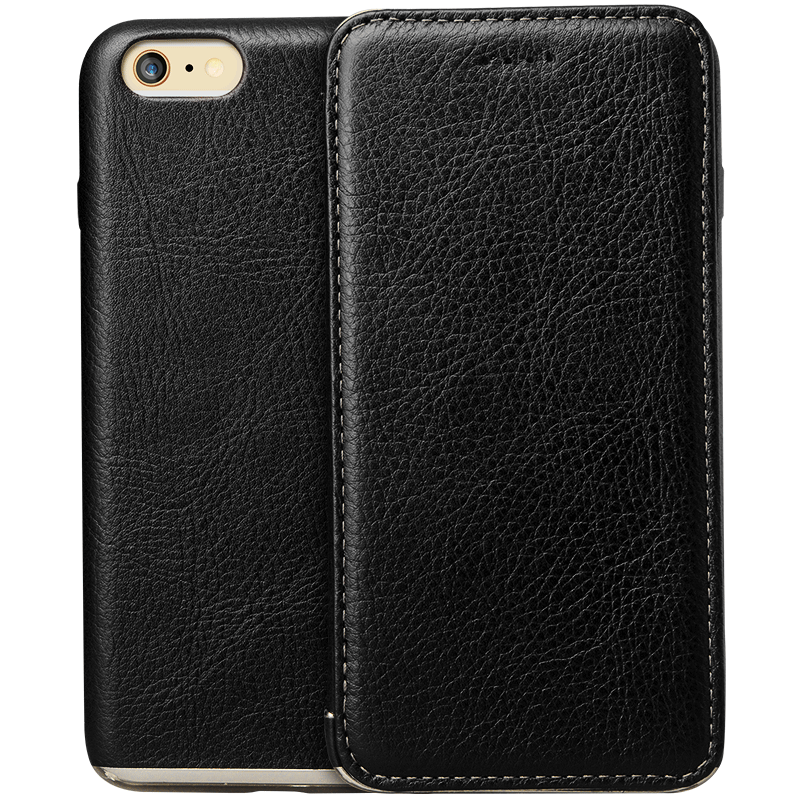 iPhone 6/6s Plus Coque Tout Compris Housse Noir Cuir Véritable Protection Étui Business