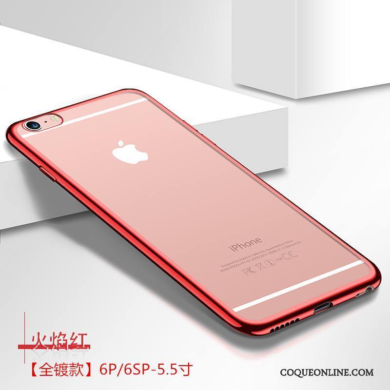 iPhone 6/6s Plus Coque Très Mince Étui Tendance Transparent Rouge Nouveau Placage