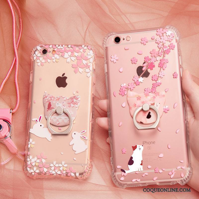 iPhone 6/6s Plus Coque Étui Rose Incassable Fluide Doux Silicone Ornements Suspendus Ballon