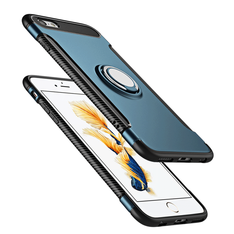iPhone 6/6s Plus Coque Étui Tendance Bleu Incassable Anneau Personnalité Nouveau