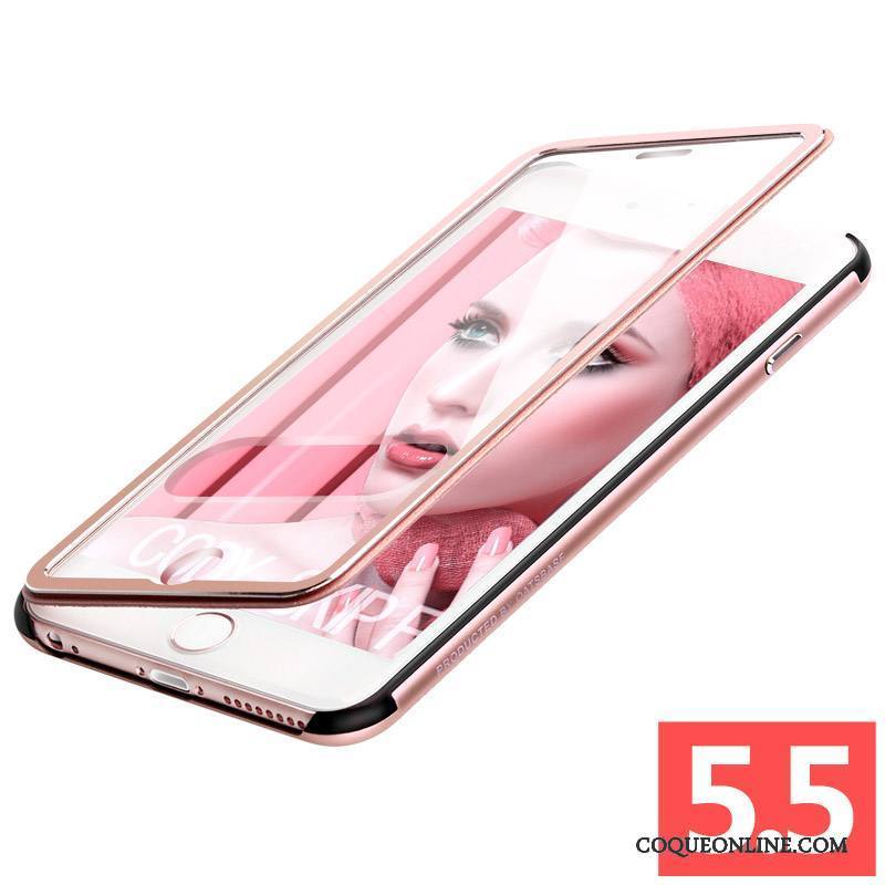 iPhone 6/6s Plus Coque Étui Étui En Cuir Incassable Rose Protection Housse Métal