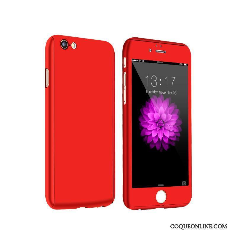 iPhone 6/6s Plus Délavé En Daim Rouge Coque Tout Compris De Téléphone Simple Difficile