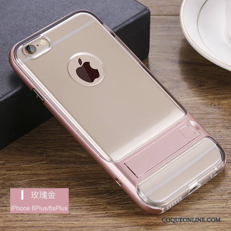 iPhone 6/6s Plus Or Rose Support Coque De Téléphone Protection Incassable Transparent Silicone