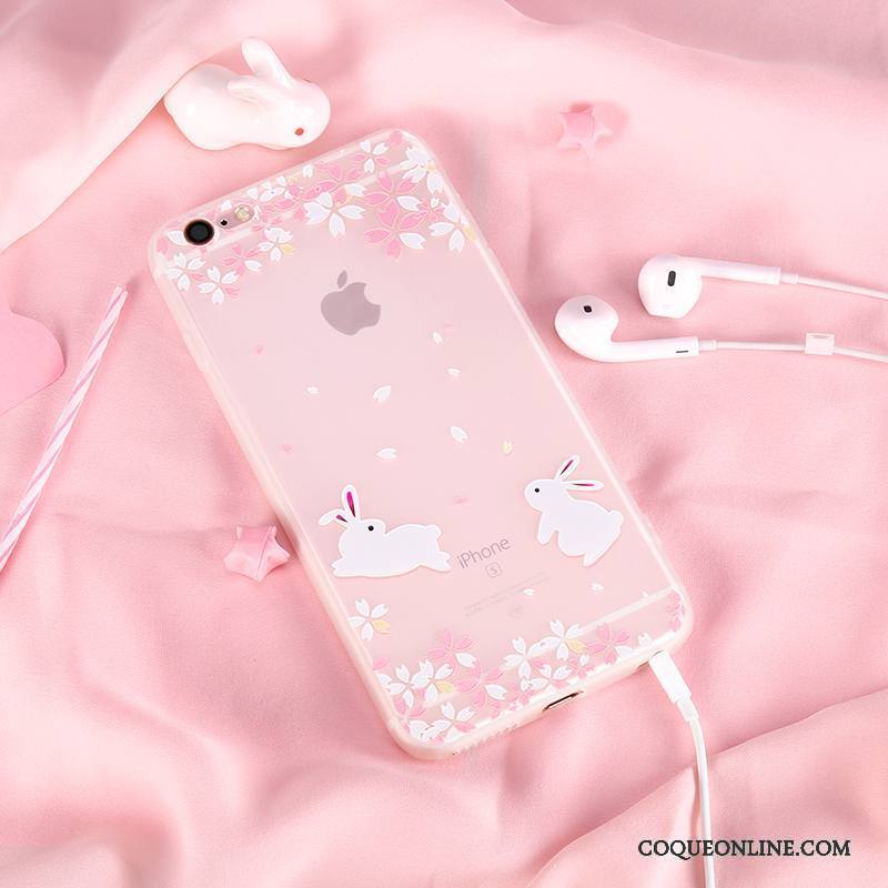 iPhone 6/6s Plus Silicone Nouveau Rose Sakura Lapin Coque De Téléphone Ornements Suspendus