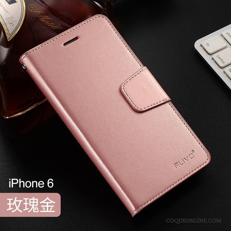 iPhone 6/6s Plus Silicone Protection Fluide Doux Étui En Cuir Or Rose Clamshell Coque De Téléphone