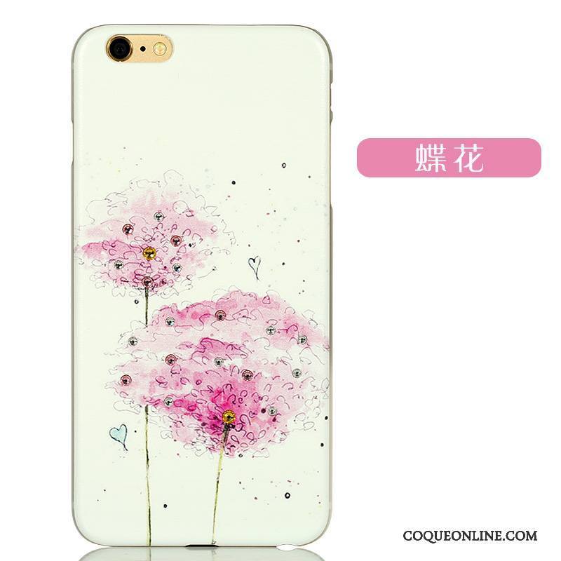 iPhone 6/6s Plus Strass Rose Délavé En Daim Coque De Téléphone Difficile Charmant Dessin Animé