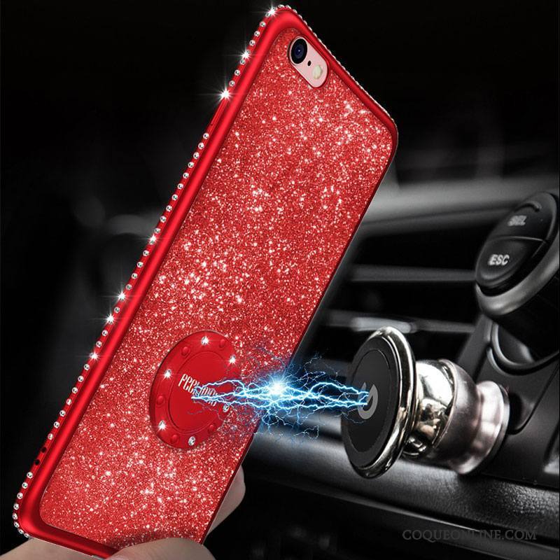 iPhone 6/6s Plus Strass Silicone Étui Anneau Rouge Tendance Coque De Téléphone