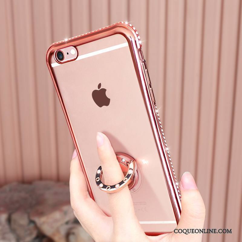 iPhone 6/6s Plus Étui Silicone Strass Incassable Transparent Or Rose Coque De Téléphone