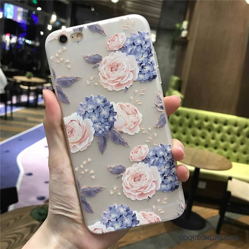 iPhone 6/6s Protection Fleur Silicone Fluide Doux Coque De Téléphone Bleu Étui