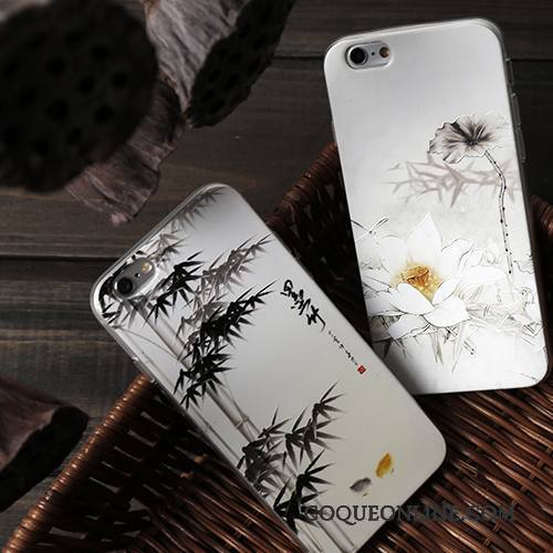 iPhone 6/6s Style Chinois Coque Blanc Noir Étui Gaufrage Créatif