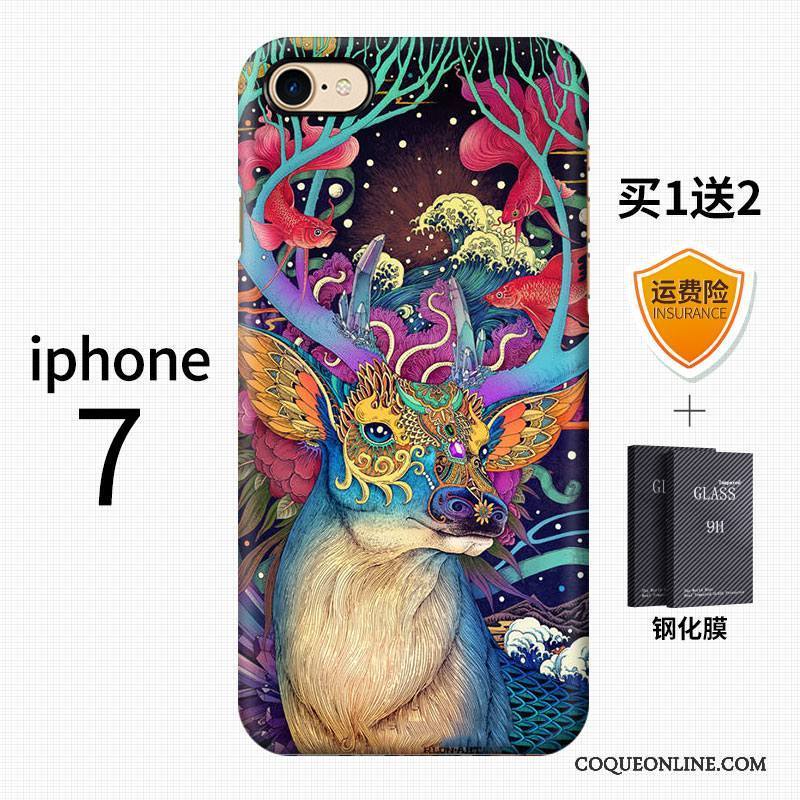 iPhone 7 Art Tendance Style Chinois Incassable Délavé En Daim Multicolore Coque De Téléphone
