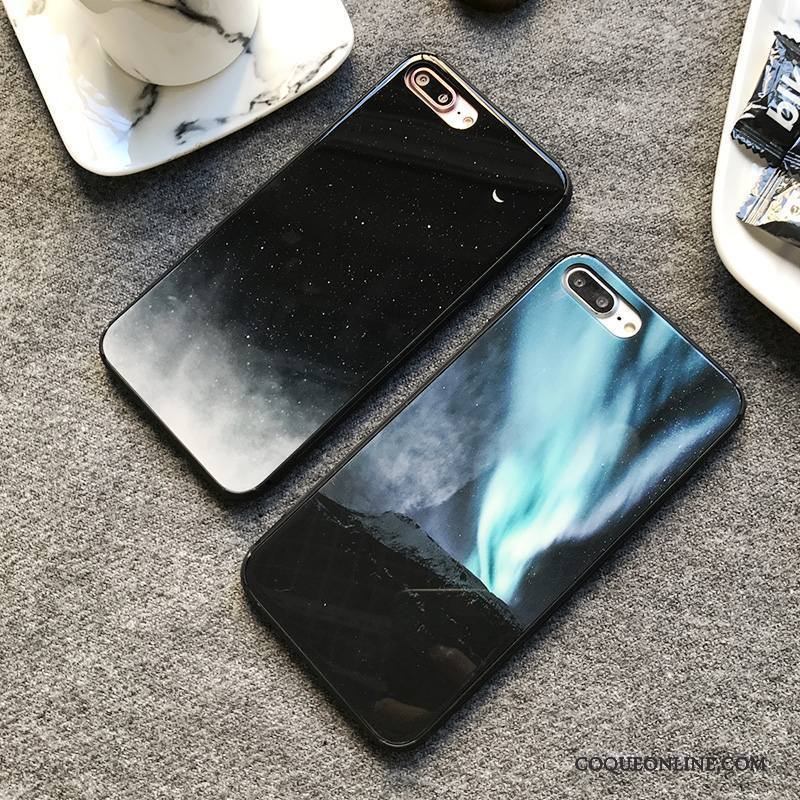 iPhone 7 Coque De Téléphone Nouveau Tendance Verre Personnalité Silicone Bleu