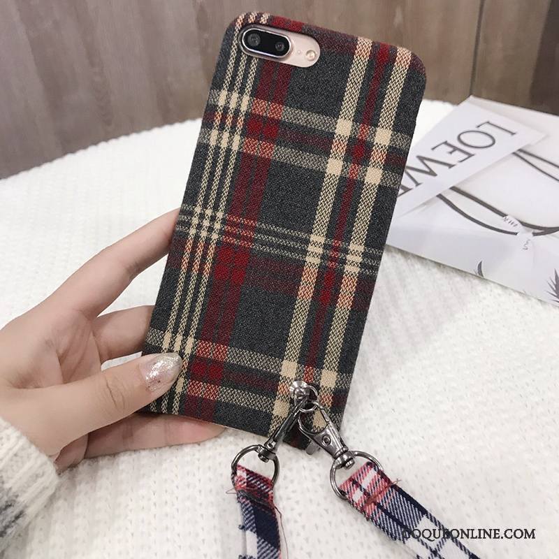 iPhone 7 Coque De Téléphone Plaid Personnalité Nouveau Ornements Suspendus Étui Flanelle