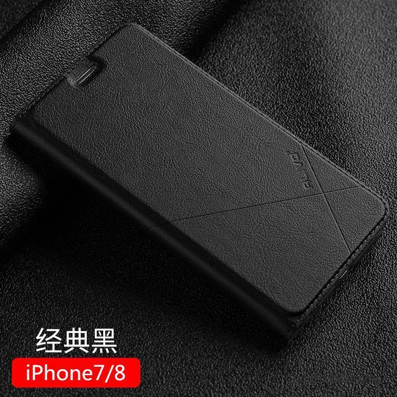iPhone 7 Coque De Téléphone Étui En Cuir Clamshell Protection Tendance Noir Incassable