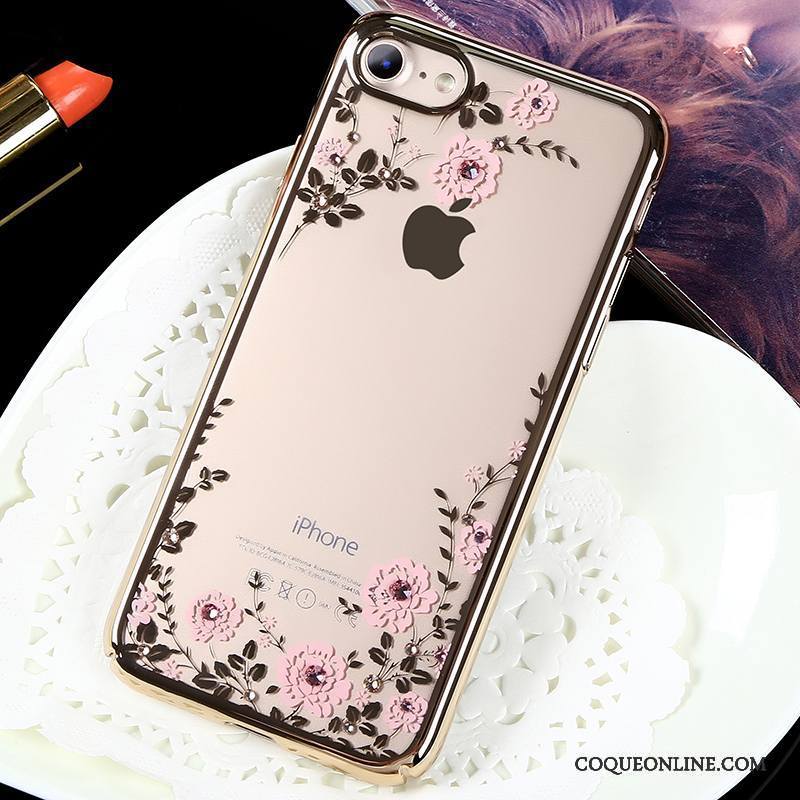 iPhone 7 Coque Marque De Tendance Nouveau Or Incassable Luxe Strass Étui