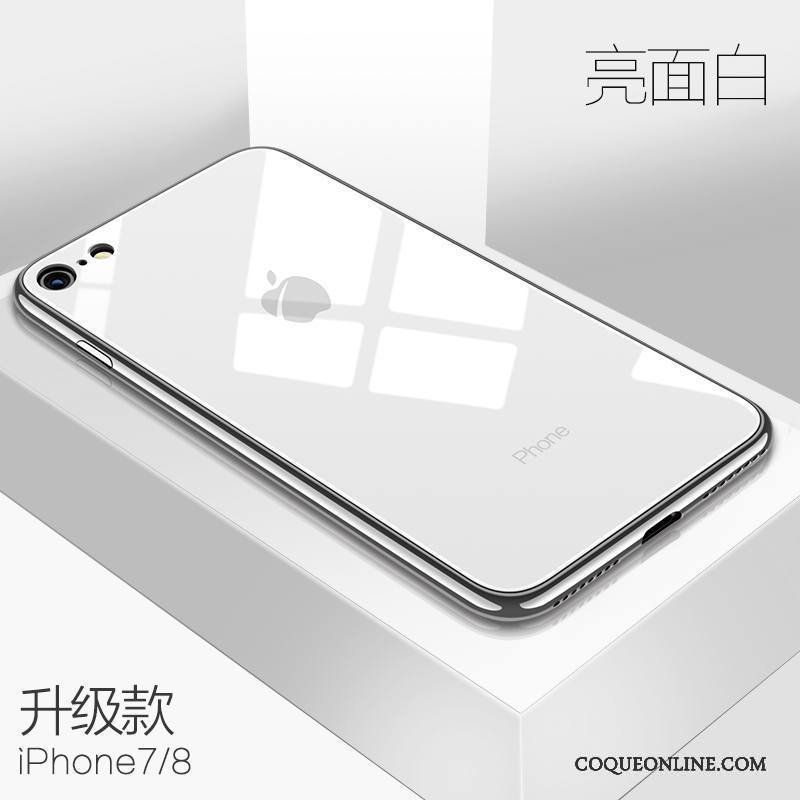 iPhone 7 Coque Pu Argent Couvercle Arrière Nouveau Incassable Verre Silicone